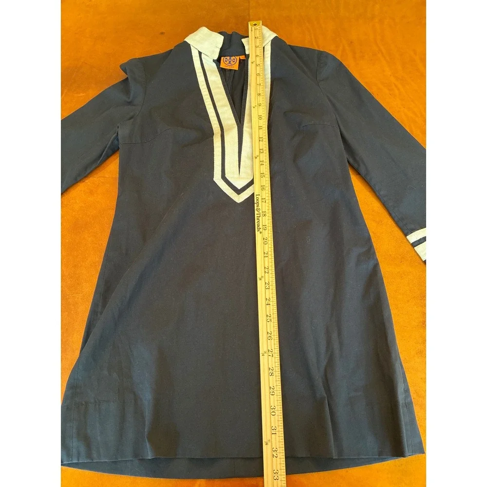 Tory Burch Tunic Top Cotton Navy White Border Size 4